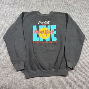 Vintage Hanes Hard Rock Cafe Coca-Cola Live Benefit Sweatshirt Mens Medium Black